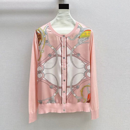 Classic Symmetrical Print Tencel Cardigan