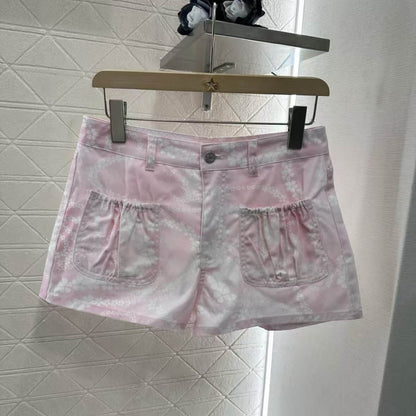 Seaside Vacation Style Elastic-Waist Pocket Shorts