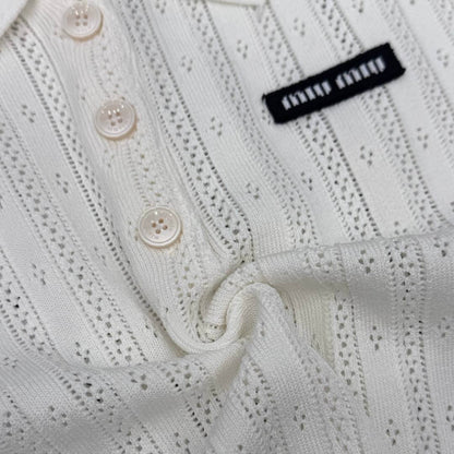 Letter Patch Lapel Short Sleeves
