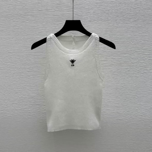 Minimalist Bee Embroidered Knit Vest