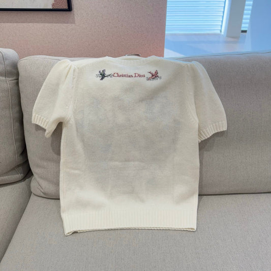 Classic Butterfly Embroidered Knitted Short Sleeve