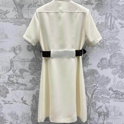 LOU Double-Buckle Belted Dress