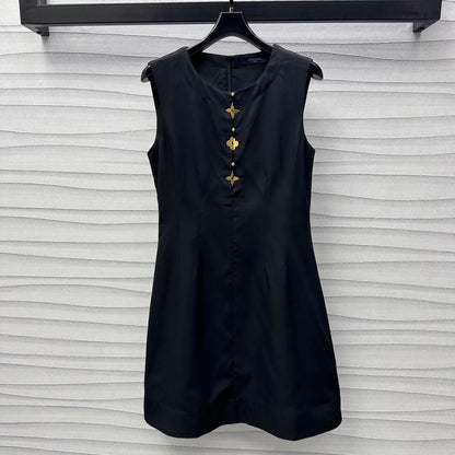 Metal Four-Leaf Clover Embellished Vest Dress