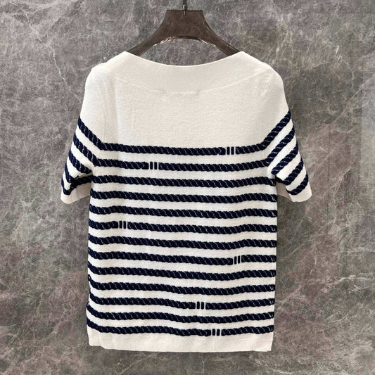 Classic Plush Textured Jacquard Knitted Short Sleeve