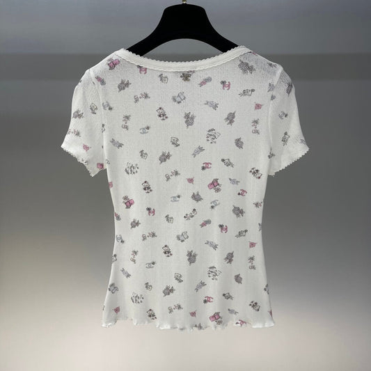 Vintage Small Floral Bow-Tie T-Shirt