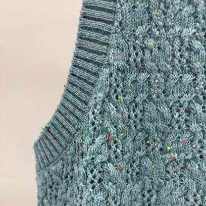 Minimalist Crewneck Lace-Knit Sleeveless Top
