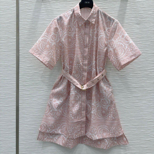 Vintage Ethnic Belted Dress