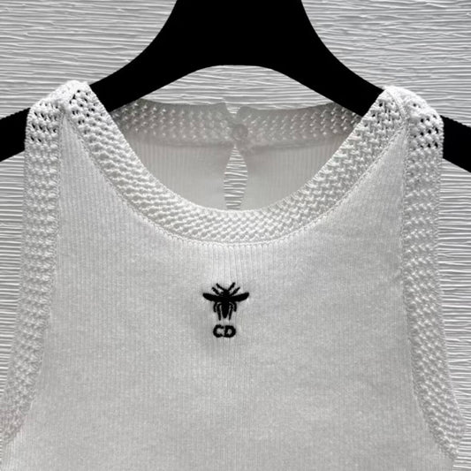 Minimalist Bee Embroidered Knit Vest