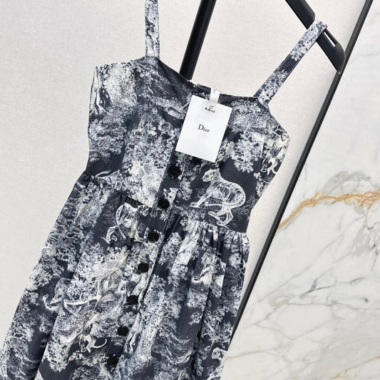 Minimalist Jungle Print Strappy Dress