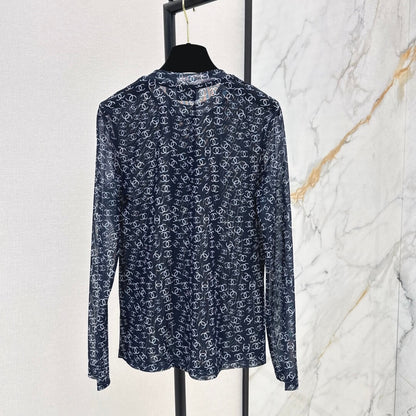 Trendy Sheer Mesh Long Sleeve Top