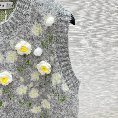 Vintage 3D Floral Knit Vest