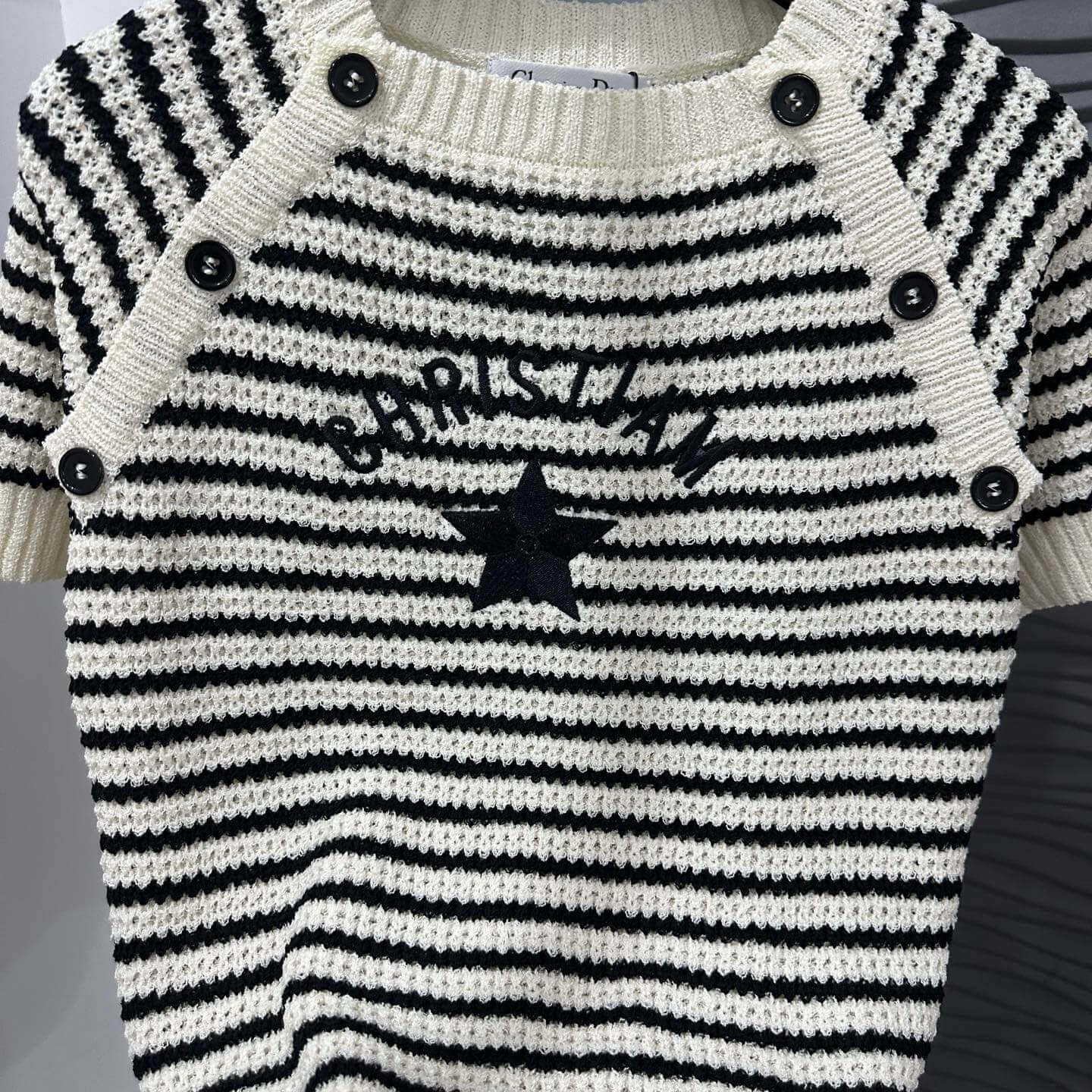 Classic Striped Embroidered Short Sleeve
