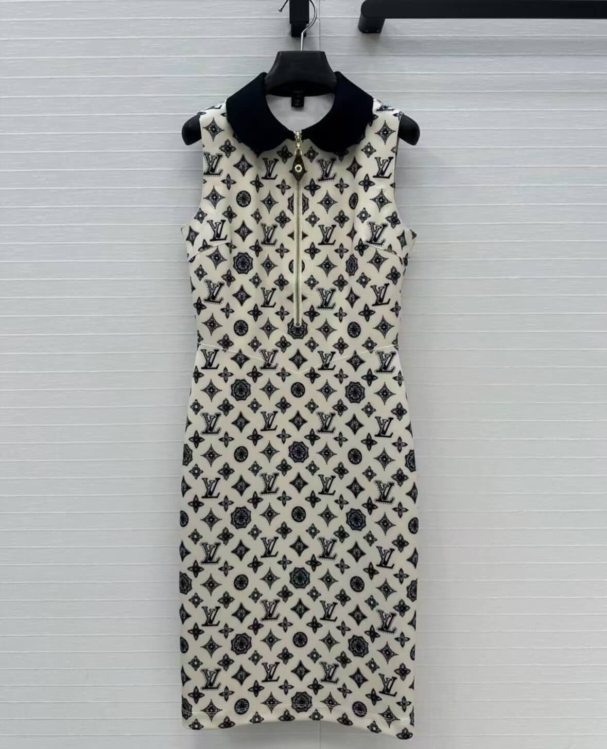 Classic All-Over Print Collar Vest Dress