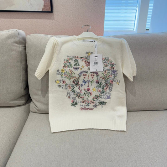 Classic Butterfly Embroidered Knitted Short Sleeve