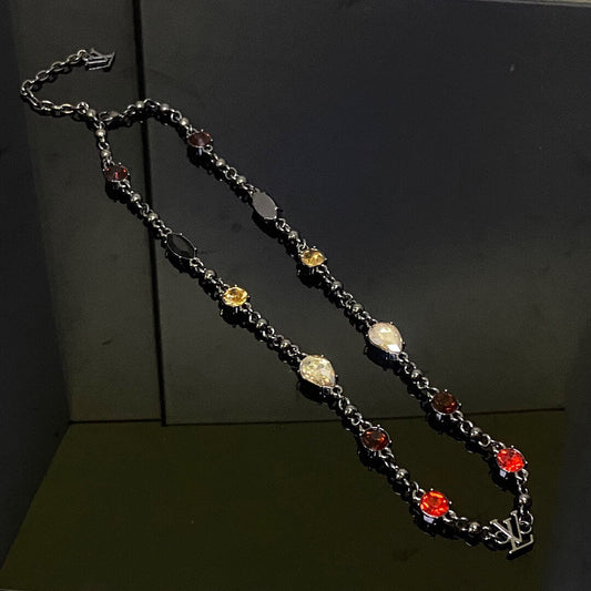 Vintage Distressed Colored Diamond Necklace