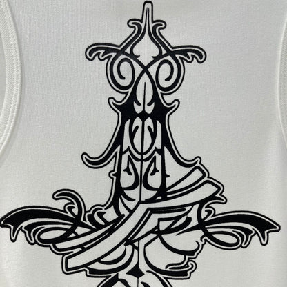 Classic Cross-Printed Sleeveless Dress