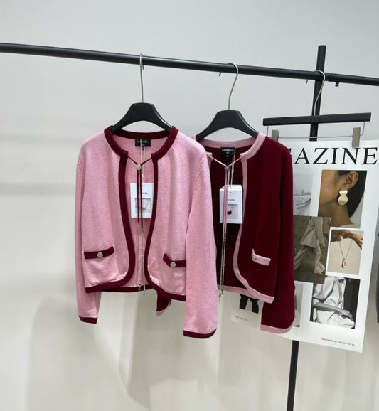 Elegant Drawstring Color-Block Knit Cardigan