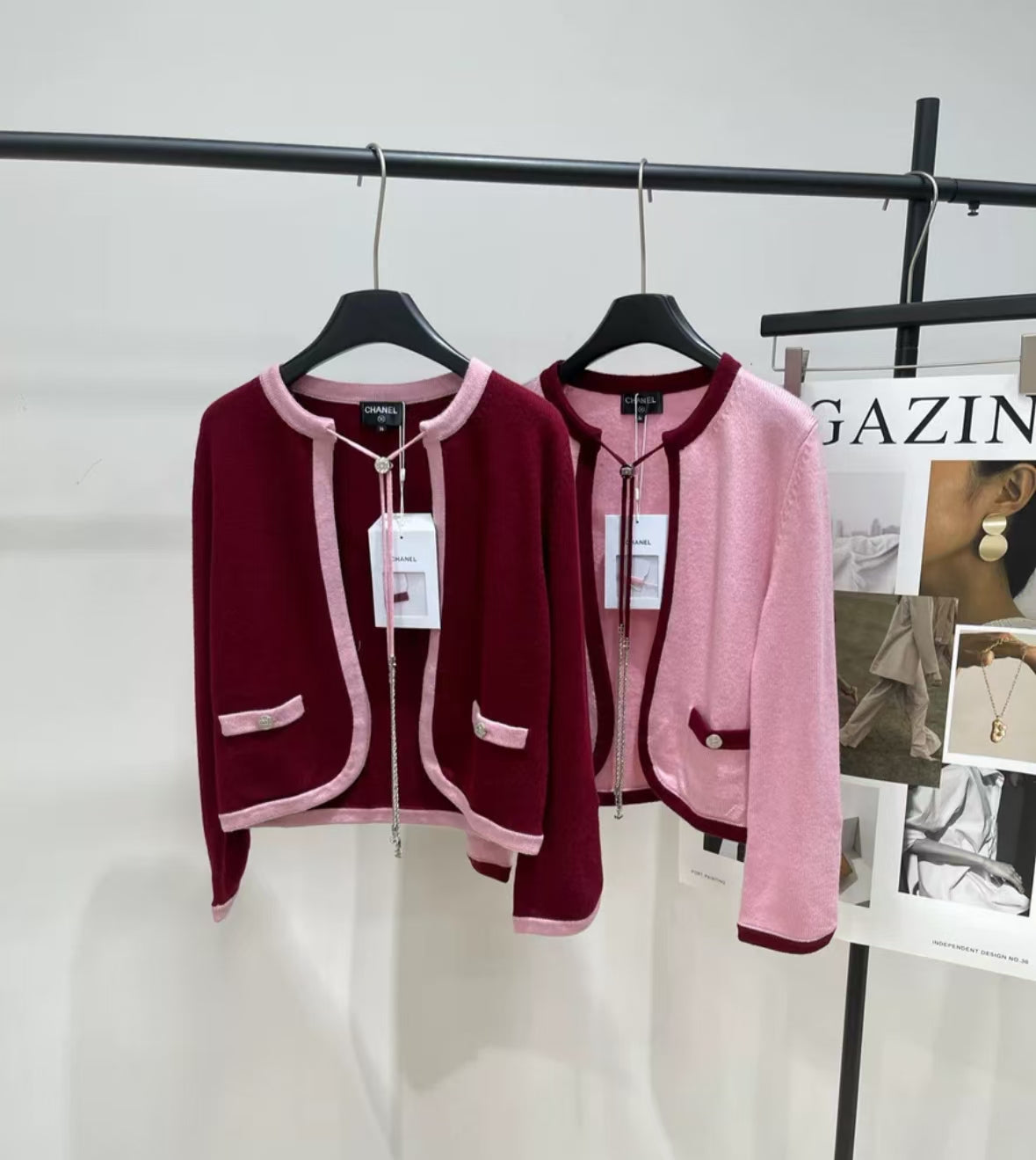 Elegant Drawstring Color-Block Knit Cardigan