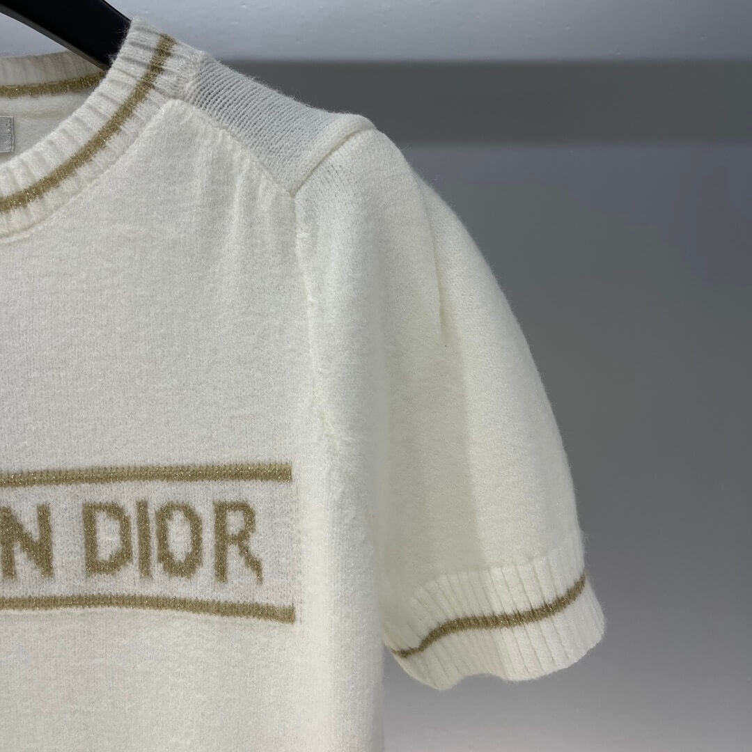 Star and Letter Embroidered Knitted Short Sleeve