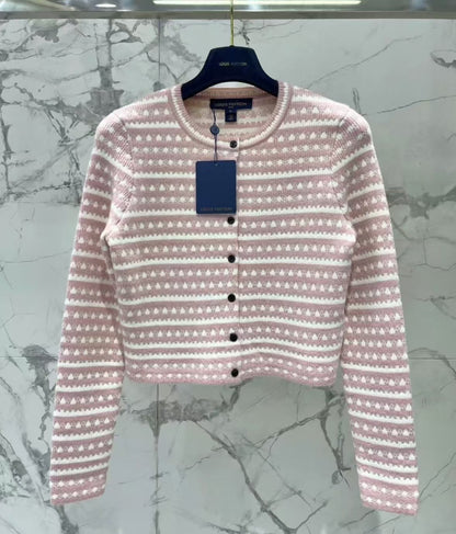 Classic Striped Crochet Knit Cardigan