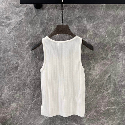 Minimalist 3D Letter-Printed U-Neck Vest