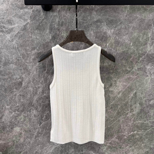 Minimalist 3D Letter-Printed U-Neck Vest