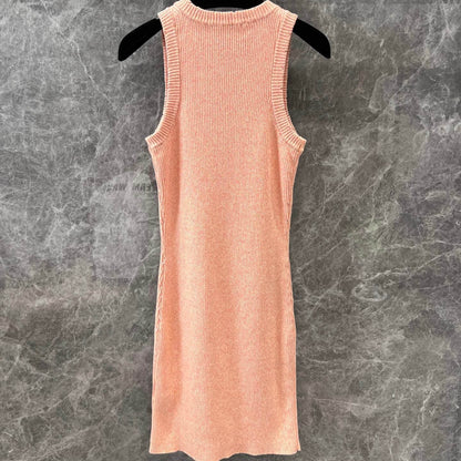 Candy Color Knitted Small Hole Cuff Dress