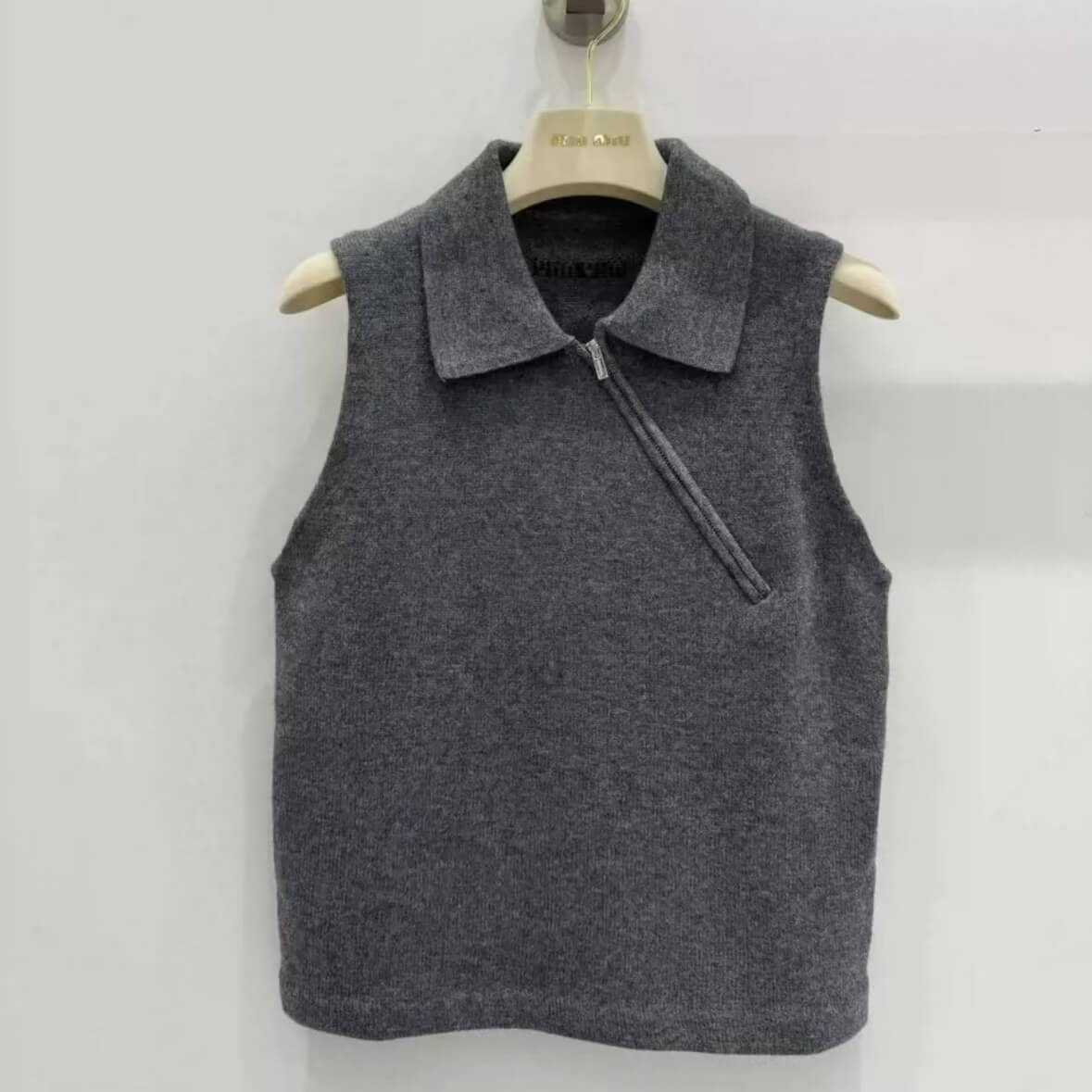 Trendy Asymmetrical Side-Zip Polo Collar Vest