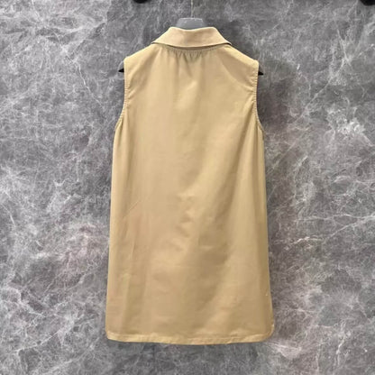 Minimalist Embroidered Half-Zip Vest Dress
