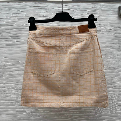 Classic Orange-Toned Denim Mini Skirt