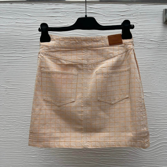 Classic Orange-Toned Denim Mini Skirt