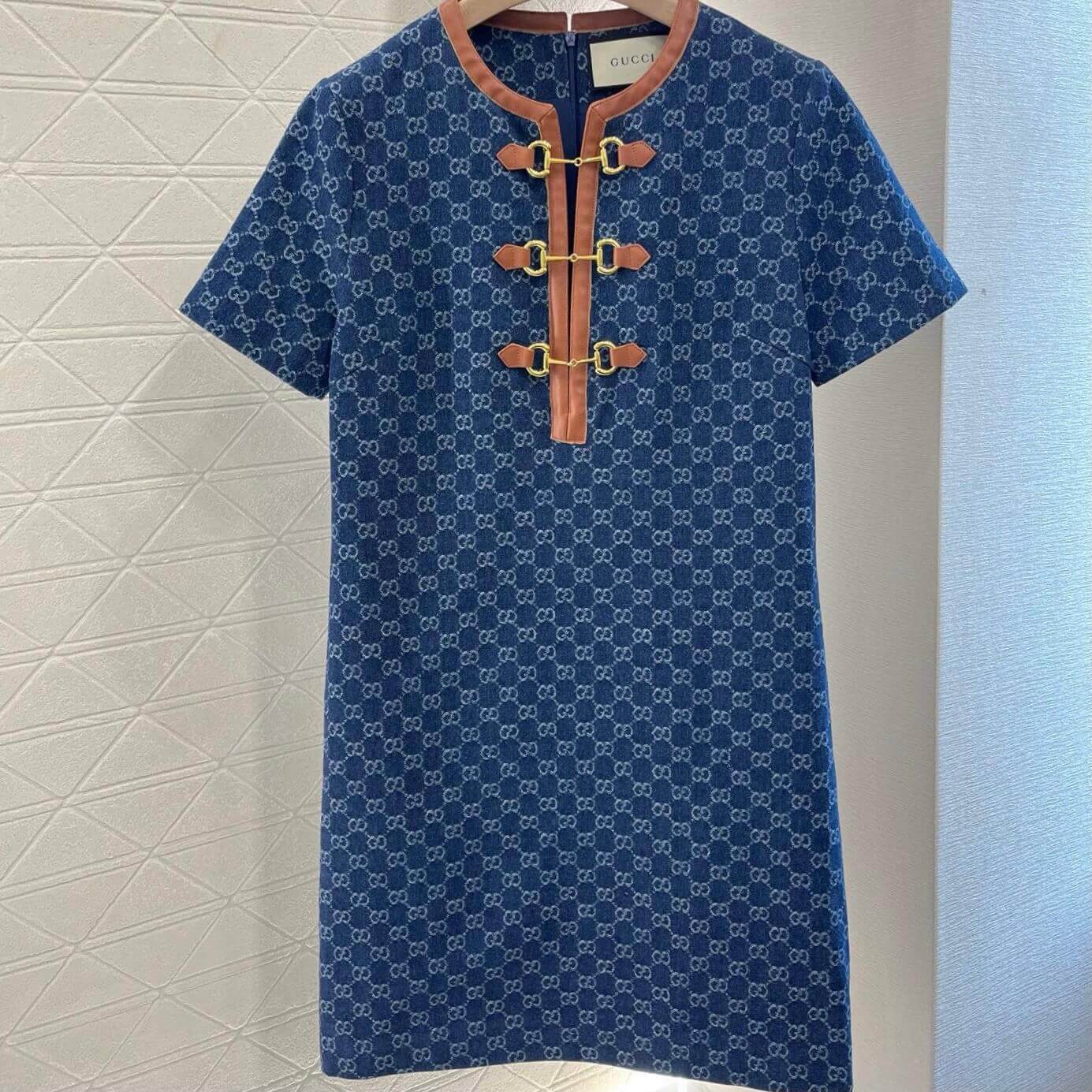 All-Over Print Saddle-Strap Collar Dress