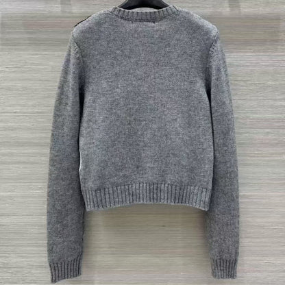 Classic Diamond Quilt Color-block Knit Long Sleeve