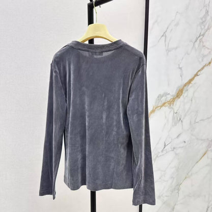 Minimalist Round Neck Velvet Base Layer Top
