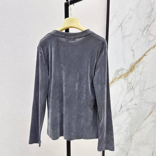 Minimalist Round Neck Velvet Base Layer Top
