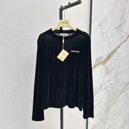 Minimalist Round Neck Velvet Base Layer Top