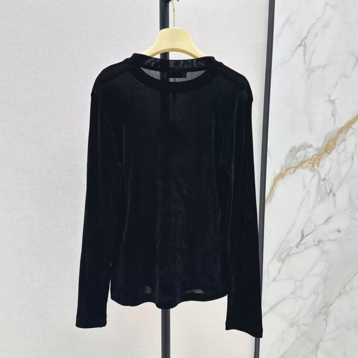 Minimalist Round Neck Velvet Base Layer Top
