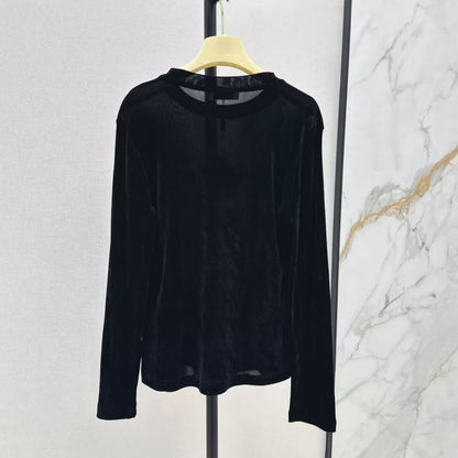 Minimalist Round Neck Velvet Base Layer Top