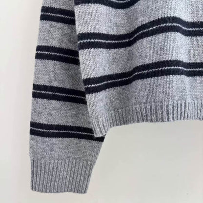 Chic Minimalist Striped Knit Cardigan
