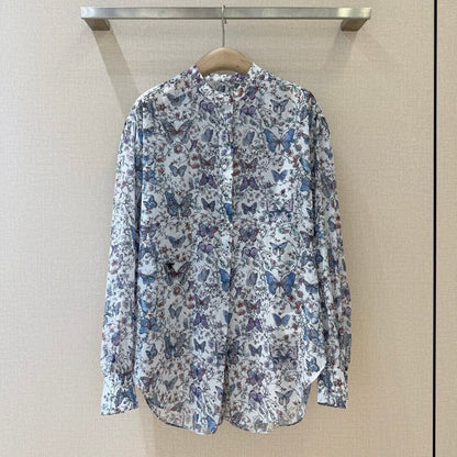 Classic Butterfly Floral Print Shirt
