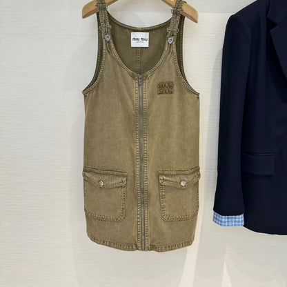 Washed Denim Vest Dress Set
