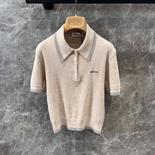 Classic Preppy Polo Collar Short Sleeve