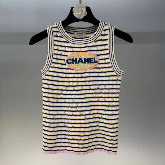 Letter Embroidered Colorful Vest Top and Dress