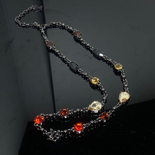 Vintage Distressed Colored Diamond Necklace