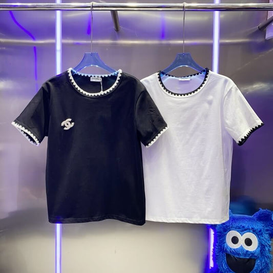Fashionable Letter Metal-Embellished T-Shirt