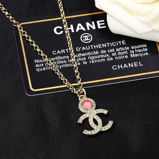 Elegant Pink Diamond-Accented Letter Necklace