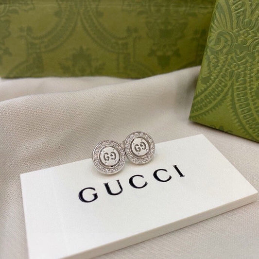 Classic Round Letter Diamond Stud Earrings