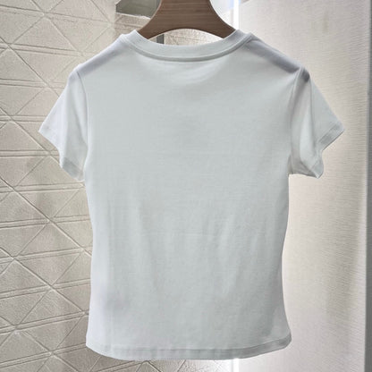 Casual Style Sequined Embroidered T-Shirt