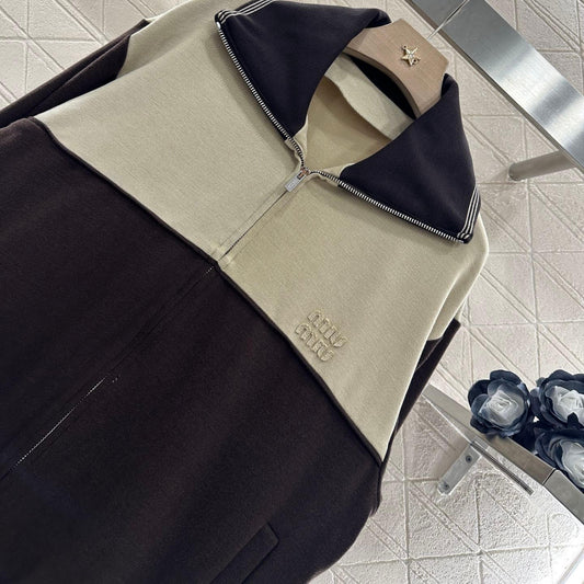 Vintage Color-Block Notch Lapel Jacket
