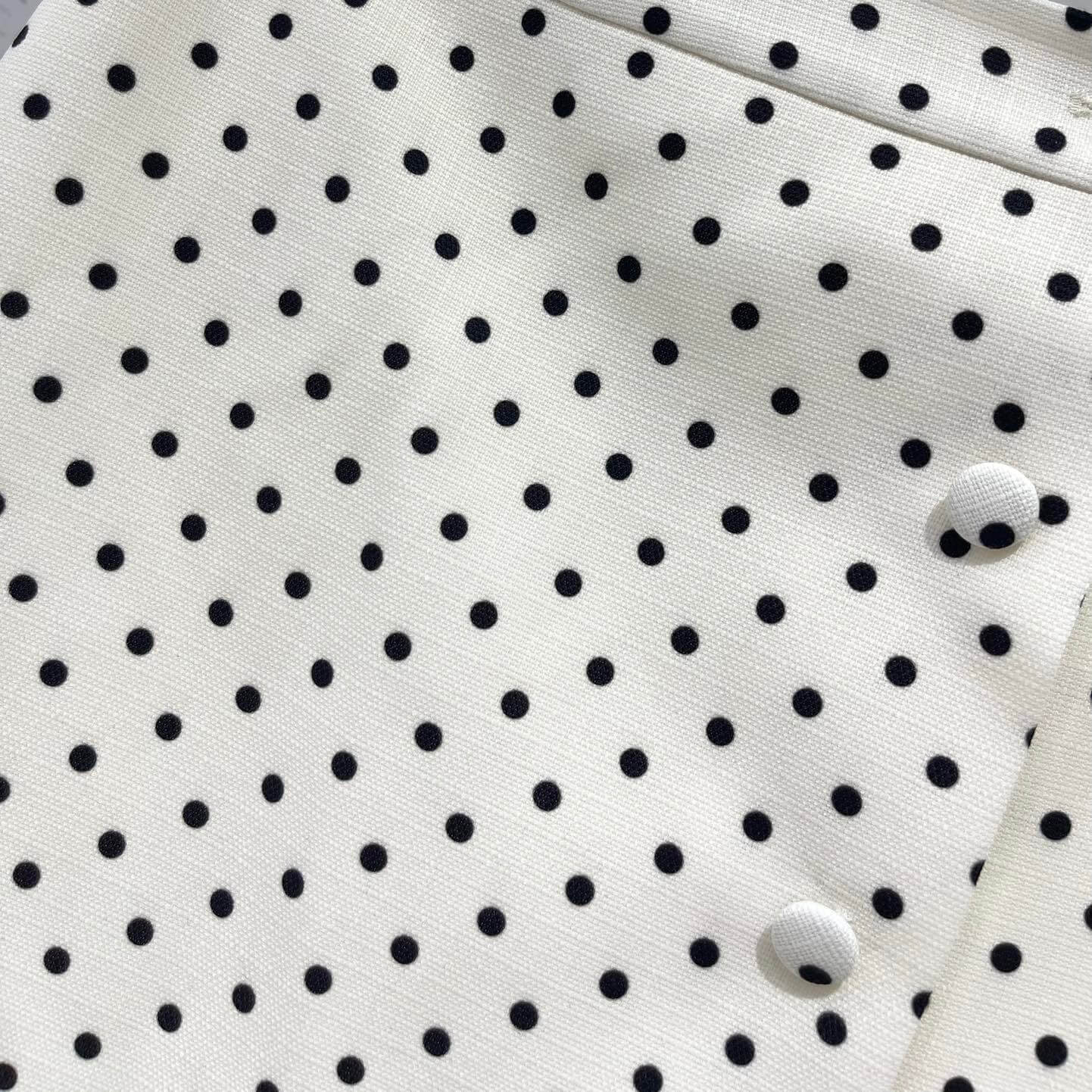 Vintage Button Polka Dot Ruffle Midi Skirt